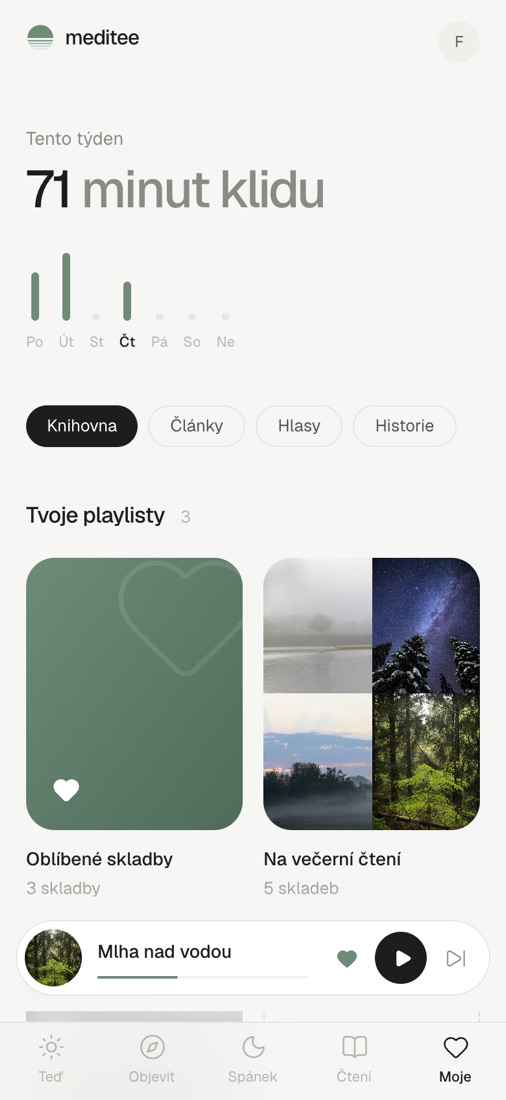 Moje: minuty klidu za týden